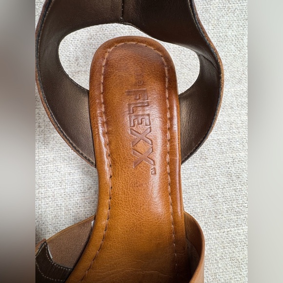 The Flexx brown leather wedge sandals ankle strap size 10/42 casual comfort boho - Picture 6 of 9
